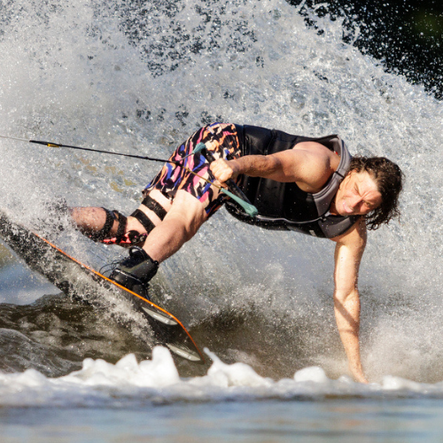 Man riding a Ronix Parks Wakeboard